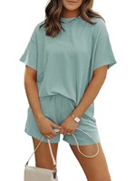 Ensembles 2 pièces pour femmes, ensembles d'été pour femmes, imprimé rayé, tricot côtelé, ensemble court