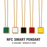 Fabricant de bracelets intelligents NFC OEM/ODM, chaîne en laiton de haute qualité, plaqué or, pendentif NFC Ntag213, bijoux intelligents étanches