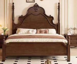 Premium Queen Size Solid Wood Carved Spindle <b>Bed</b> With Ornate Tall Headboard For Vintage Bedroom - Product Image 6