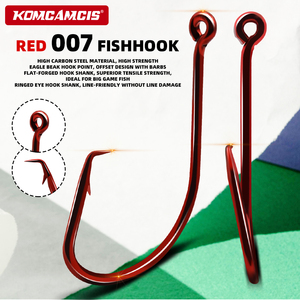 Hameçons de pêche sportive OEM 8/0 10/0 12/0 à bec décalé, couleurs rouges, en acier à haute teneur en carbone, pour la pêche au poisson-chat en eau douce et salée - Product Image 2