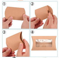 Boîte à oreiller en papier kraft en stock, boîte d'emballage pour pâtisserie avec fenêtre transparente, boîte cadeau pour œufs et bonbons à emporter