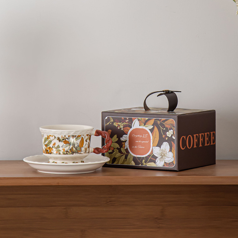 White gardenia flower cup and saucer-color box