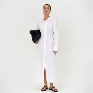 Abito Camicia <span class=keywords><strong>con</strong></span> Risvolto Stile Commuting Primavera Estate 2026 Nuovo Modello <span class=keywords><strong>con</strong></span> Vita Stretta e <span class=keywords><strong>Spacco</strong></span> Frontale - Product Image 1