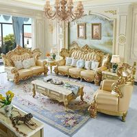 Set Sofa Seksional Kulit PU Emas Klasik Eropa Desain Chesterfield Merek Beno Nyaman Tahan Lama Apartemen Hotel