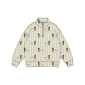 เสื้อเด็กผู้ชายลายเป็ดพิมพ์ลายทาง แขนยาว ซิปครึ่งตัว คอตั้ง สไตล์ลำลอง - Product Image 5