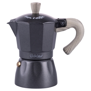 Cafetière anthracite avec poignée en bois, 2 tasses - Product Image 1