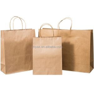 Sac de courses en papier kraft biodégradable et écologique de qualité alimentaire avec poignée longue pour promotion et emballage cadeau recyclable - Product Image 1