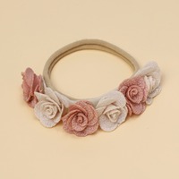 Bandeau élastique à fleurs rose mignon pour bébé fille, bandeau élastique pour nouveau-né et enfant, accessoire pour cheveux doux pour bébé