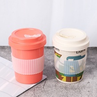Cangkir kopi ramah lingkungan serat bambu, kualitas tinggi dengan tutup, cangkir air plastik hadiah kecil kreatif