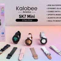 Reloj Inteligente Unisex SK7 Mini, 3 Pares de Correas de Goma, Pantalla AMOLED, Caja de Acero, Resistente al Agua IPX-6, Monitor de Actividad Física, Carga Inalámbrica