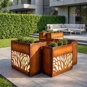 Jardinières sur mesure de grande taille pour jardin, en métal et acier, pots de fleurs d'extérieur de grande taille - Product Image 3