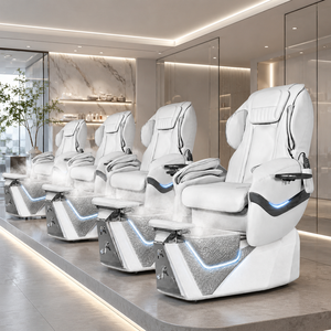 Fauteuil de pédicure <span class=keywords><strong>spa</strong></span> blanc 2026 avec lumière LED, fonction massage, télécommande, fonction vapeur et bassin de bain de pieds pour <span class=keywords><strong>centre</strong></span> de soins des pieds - Product Image 1