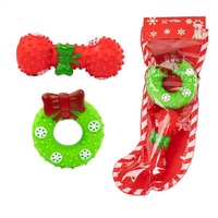 Jouet à mâcher de Noël pour chien en gros, jouet interactif incassable en vinyle avec son couineur, anti-ennui pour chiot, coffret cadeau de Noël