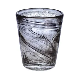 Tazas de té de cristal con forma de botella, Vaso de Leche hecho a mano de fondo grueso con pintura de tinta de 240ml