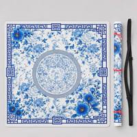 Tapis de Mahjong professionnel américain de luxe contemporain, 33 pouces carré, antidérapant, en caoutchouc, avec règles imprimées, jeu silencieux