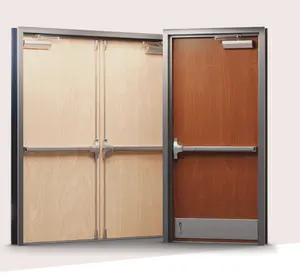 Commercial Wood Door UL 20-90 Minutes American USA Tested Metal Frame Steel Wood Fire Rated Door with Glass