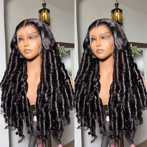 Huevo rizado crudo vietnamita HD encaje frontal desgaste y vaya hinchable rizado doble dibujado nudos individuales pelucas de cabello humano vendedor - Product Image 1