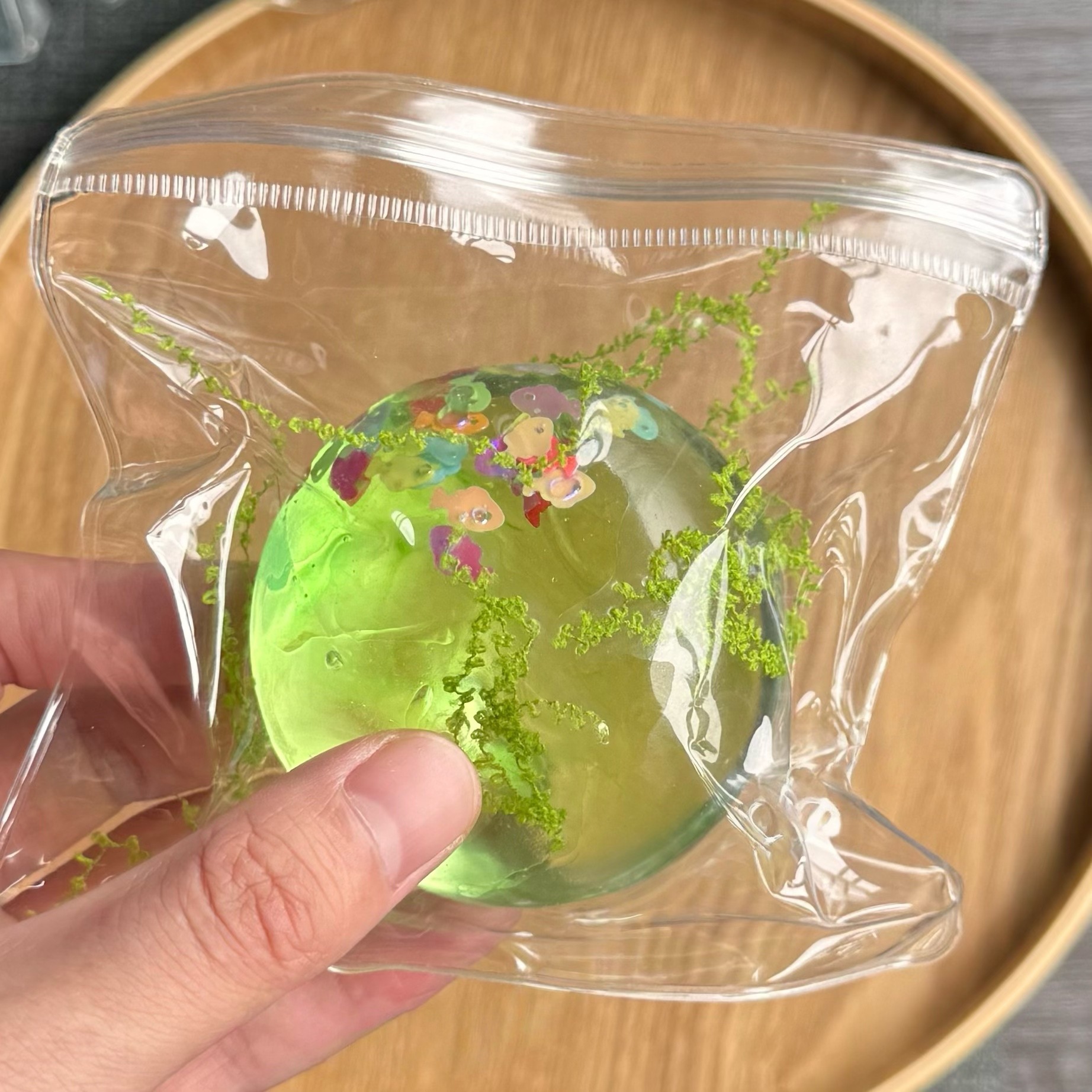 20549 - Pallina di Maltosio Verde Trasparente a Forma di Pesce Oceanico