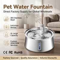 Fontaine à eau automatique sans fil étanche pour animaux de compagnie, grande capacité 4L, distributeur d'eau en acier inoxydable pour chats et chiens