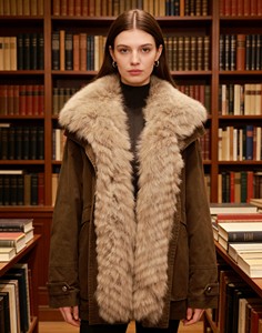 Parka Invernale da Donna con Collo in <span class=keywords><strong>Pelliccia</strong></span> di Volpe a Righe, Giacca Imbottita in Cotone Oversize con Finiture in <span class=keywords><strong>Pelliccia</strong></span> di Lusso per Signore - Product Image 3