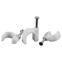 Attaches de fixation murales rondes en plastique pour câbles de 4 mm, 5 mm, 6 mm, 8 mm, 10 mm, avec clous en acier pour câbles coaxiaux