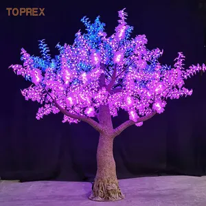 TOPREXホリデークリスマスパークデコレーションRGBプログラマブルルミナリア人工イチョウの木LEDライト付き