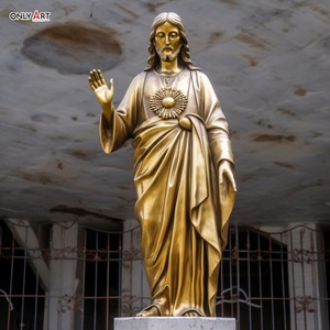 Décor religieux géant extérieur personnalisé en laiton Christus église rédempteur Statue grandeur nature catholique sacré-coeur jésus Statue en bronze - Product Image 3