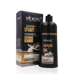 Mokeru 5 minuti tintura rapida nero senza ammoniaca a base di erbe biologico olio di cocco colorante per capelli shampoo speciale 500ml all'ingrosso