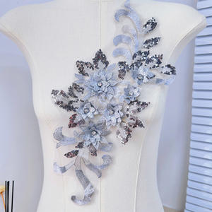 Patch en cristal fait à la main appliques en strass passementerie de dentelle perlée de mode pour vêtements couture robe modèles de strass patchs - Product Image 2