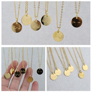 Joyería de Inspiración Feminista, <span class=keywords><strong>Collar</strong></span> con Colgante de Acero Inoxidable con Disco de Concientización sobre el Cáncer de Mama y Lactancia, Chapado en Oro de 18K - Product Image 2