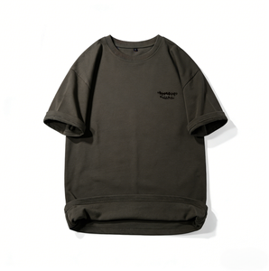 T-shirt décontracté en polyester/coton, tricoté, respirant, 210g, imprimé graphique, logo personnalisé, coupe oversize pour homme, vente en gros - Product Image 1