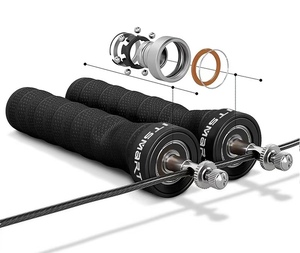 Logotipo personalizado Caja <span class=keywords><strong>de</strong></span> color Autoblocante Diseño ajustable Asas antideslizantes Corda <span class=keywords><strong>De</strong></span> Pular Speed Jump Rope Smart Steel PVC - Product Image 1