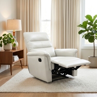 Fauteuil inclinable manuel en cuir au design moderne et personnalisé avec structure en bois, canapé inclinable durable et pliable