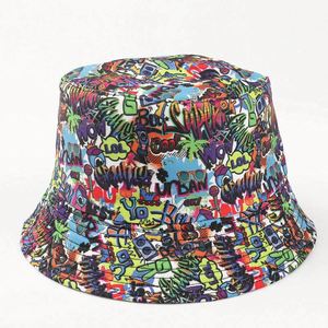 Flower Animal Cartoon Printed Fisherman Reversible Bucket Cap <b>Hat</b> - Product Image 3