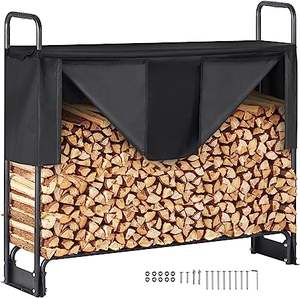Steel Firewood Rack with Waterproof Cover Stacking Aid for Indoor <b>Fireplace</b> & Outdoor Backyard Use - Product Image 2