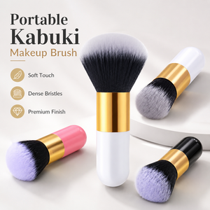 <span class=keywords><strong>Pinceau</strong></span> de maquillage cosmétique portable en poils synthétiques doux, type <span class=keywords><strong>Kabuki</strong></span>, pour estomper le fond de teint, avec manche lisse, disponible en plusieurs couleurs - Product Image 3