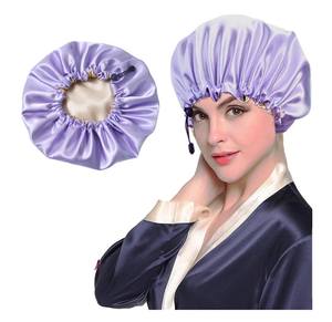 หมวกอาบน้ำแบบปรับได้สำหรับผู้หญิงหมวกคลุมผมผ้าซาตินมีซับในใส่นอน - Product Image 2