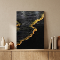 Peinture à l'huile sur toile JIANZHI Noir et Or, tons sombres, texture épaisse, art mural, paysage moderne, fait main, cadre 3D, décoration intérieure