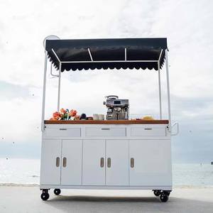 Chariot de boisson de café en métal personnalisé chariot de nourriture sur des roues avec la boîte lumineuse menée - Product Image 1