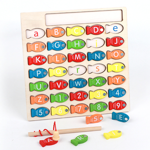 Ensemble de jouets éducatifs en bois pour la pêche à l'alphabet et aux chiffres, avec tiges magnétiques, pour le développement de la motricité fine des tout-petits et des enfants - Product Image 4