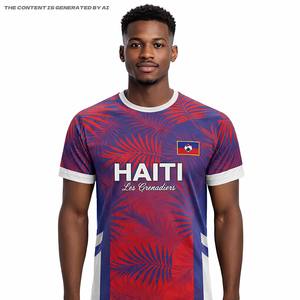 T-shirt de football populaire Haïti 2026 – Maillot classique de l'équipe nationale d'Haïti à manches courtes pour homme – T-shirts de supporter haïtien à col rond - Product Image 5