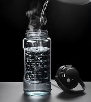Bouteille d'eau de sport en plastique à paroi simple, portable, 1500 ml/2000 ml, avec double embout de boisson, pour le camping, utilisation extérieure écologique