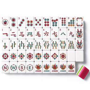 Fichas de Mahjong Americanas Personalizadas, Acrílicas de 4 Capas en Rojo Rosa con Caras Grabadas de Otoño y Arándanos - Product Image 1
