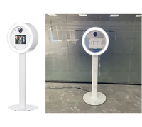 Photomaton portable rond en aluminium avec application de contrôle à distance, éclairage LED RVB, angle de caméra inclinable, iPad Photobooth pour fête, mariage