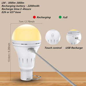 <span class=keywords><strong>9W</strong></span> E26/27 2200mAh USB có thể sạc lại cảm ứng từ xa điều khiển khẩn cấp RGB <span class=keywords><strong>LED</strong></span> ánh sáng bóng đèn 40W tương đương cho nhà cúp điện - Product Image 4