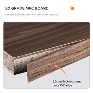 Escritorio de oficina ejecutivo moderno con diseño convertible en forma de I Mesa ejecutiva de estilo tradicional con cajones para oficina - Product Image 4