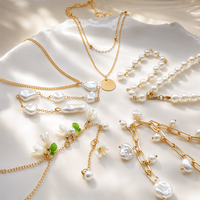 Collier long Y en plaqué or 18 carats pour femme, avec pendentif fleur en zircon et perle, bijou cadeau