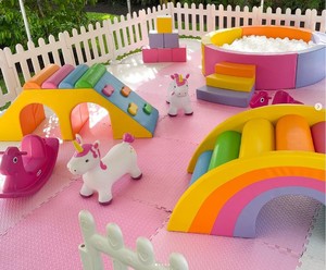 Soft play set kids white bounce house white and red soft play package set indoor outdoor baby soft play playground set - Product Image 3