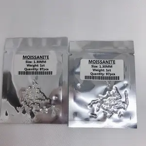 Tamanho pequeno 1-3mm diamantes de moissanite sintético, 1ct cor branca mossanita pedra preciosa redonda brilhante melee moissanite