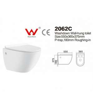 YADY 모던 스타일 원피스 라운드 세라믹 화장실 욕실 호텔 또는 병원용 P 트랩 이중 플러시 벽걸이 변기 - Product Image 2